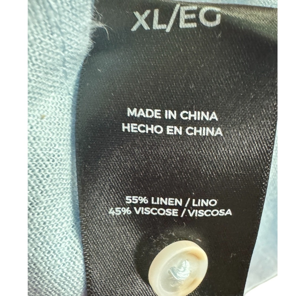 Well Worn Light Blue Linen Blend Button Down Shirt Dress Womens XL Short Sleeve - Picture 6 of 7